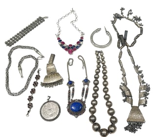 LOT OF (10) SILVER/ SOME SET W/ STONES JEWELRY