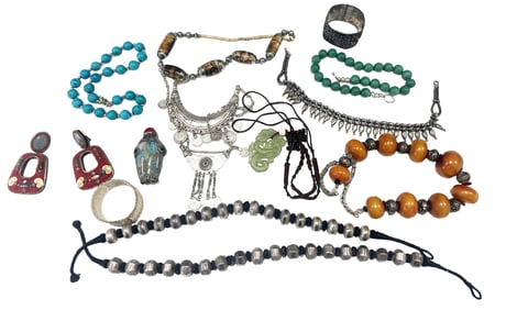 LOT OF (13) PCS. OF TRIBAL/SOUTHEAST ASIAN JEWELRY