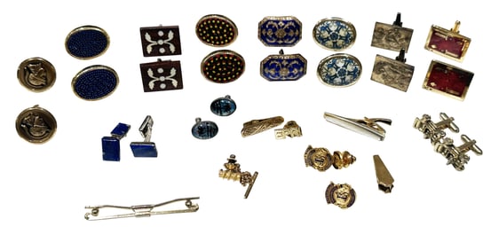 LOT OF (13) PAIRS OF CUFF LINKS- ALL PLATED