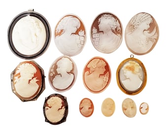 LOT OF (14) VINTAGE CAMEOS