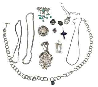 LOT OF (12) STERLING SILVER JEWELRY