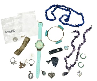 LOT OF COSTUME JEWELRY, SOME STERLING