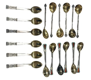 RUSSIAN SILVER SPOONS, LOT OF (18)
