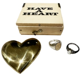 LOT OF (2) STERLING SILVER RINGS, PAPERWEIGHT