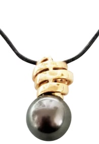 14KT SILVER TAHITIAN PEARL & DIAMOND NECKLACE