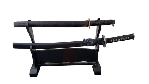 LOT OF (2) VINTAGE JAPANESE KNIFES W/ STAND