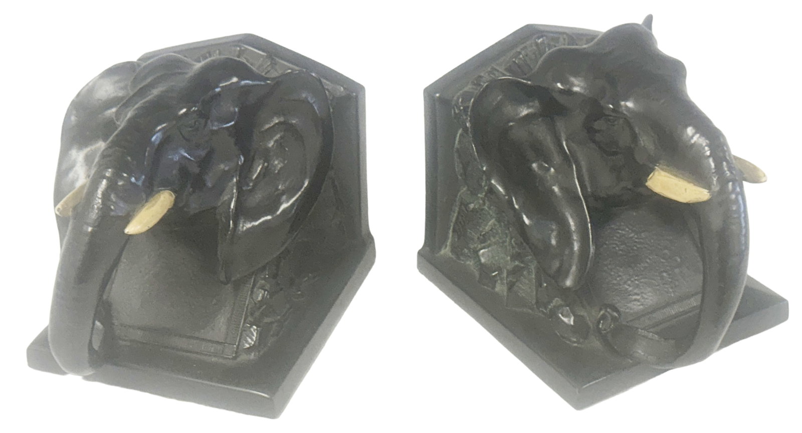 LV ARONSON PAIR OF FIGURAL ELEPHANT BOOKENDS (1 of 4)