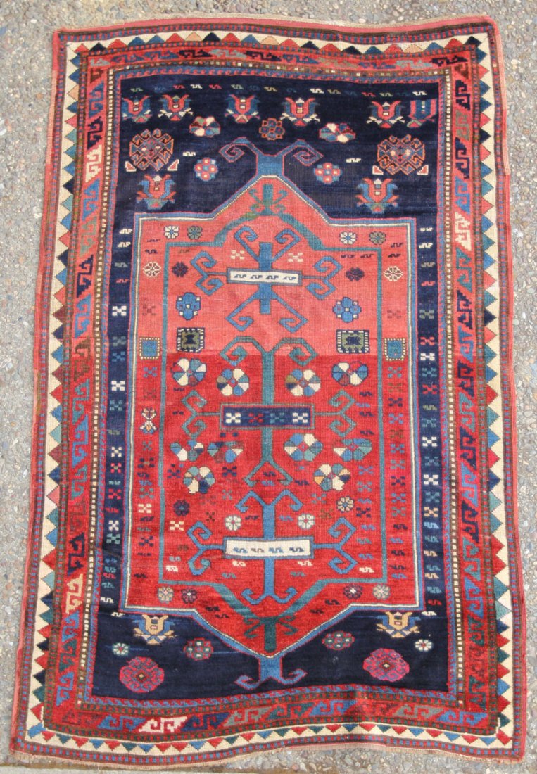 ANTIQUE CAUCASIAN CARPET overall- 53" x 81": ANTIQUE CAUCASIAN CARPET overall- 53" x 81"