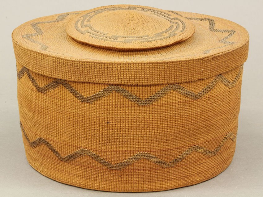 NORTHWEST WOVEN BASKET Tlingt diameter- 7 3/4": NORTHWEST WOVEN BASKET Tlingt diameter- 7 3/4"