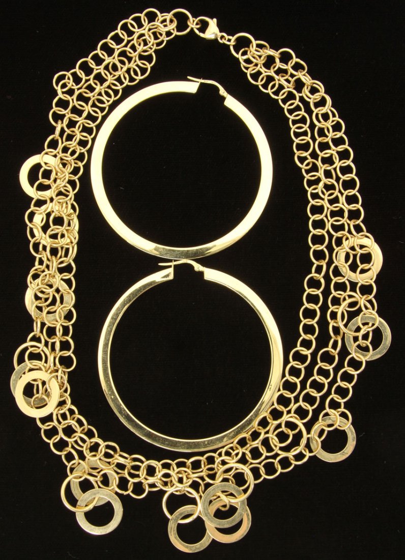 LADIES 14KT NECKLACE AND EARRING SET weight- 51.5 grams: LADIES 14KT NECKLACE AND EARRING SET weight- 51.5 grams