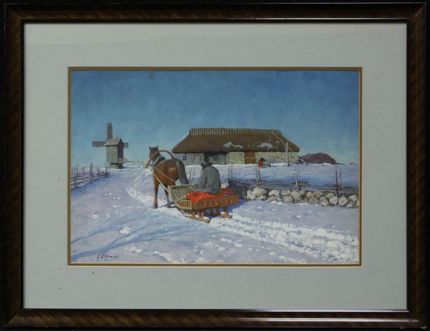 ANDREI EGOROV (1878-1954) RUSSIAN WATERCOLOR sight- 11 : ANDREI EGOROV (1878-1954) RUSSIAN WATERCOLOR sight- 11 3/4" x 17 1/4"