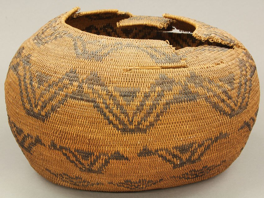 MIWOK/PAIUTE, WESTERN NEVADA BASKET height- 8 1/2" note: MIWOK/PAIUTE, WESTERN NEVADA BASKET height- 8 1/2" note- breaks