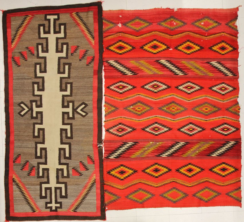 LOT OF (2) AMERICAN INDIAN BLANKETS overall- 36" x 79",: LOT OF (2) AMERICAN INDIAN BLANKETS overall- 36" x 79", 50" x 72"