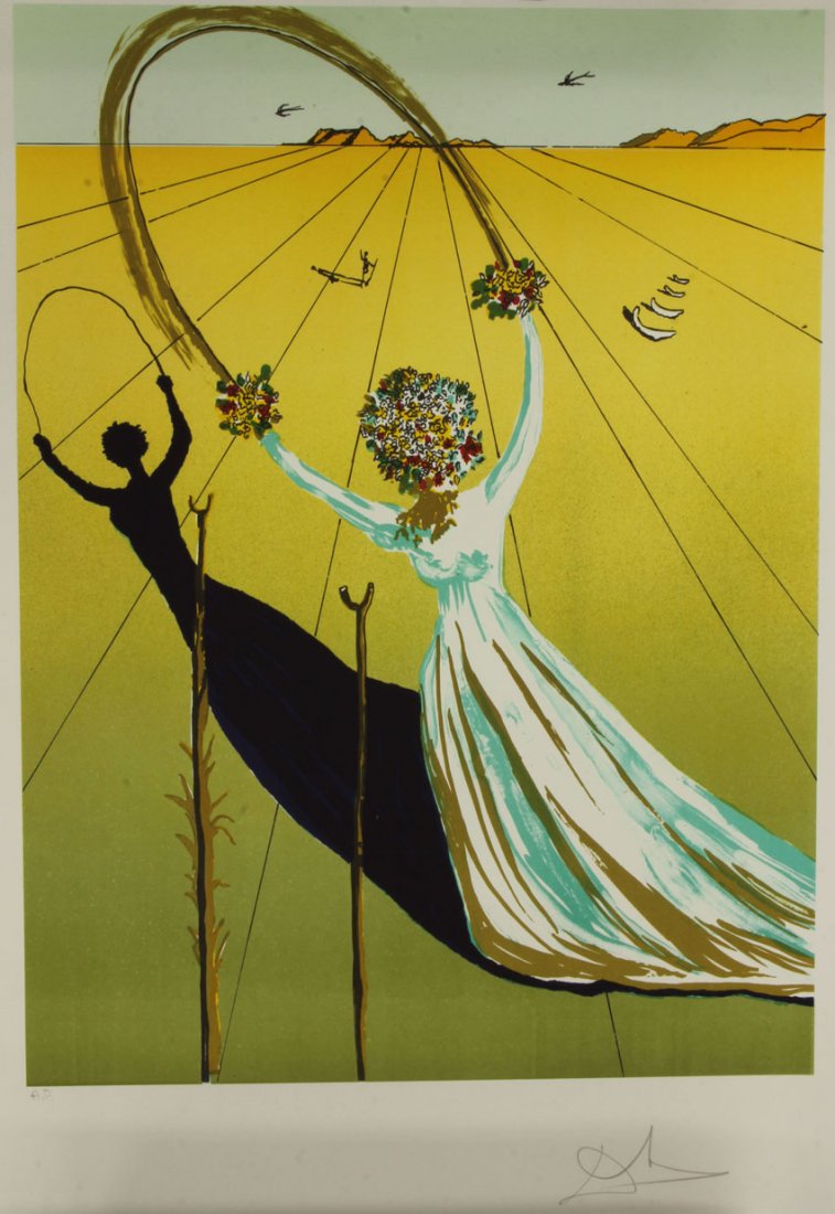 SALVADOR DALI, LITHOGRAPH pencil signed, A.P. sight- 17: SALVADOR DALI, LITHOGRAPH pencil signed, A.P. sight- 17" x 23"