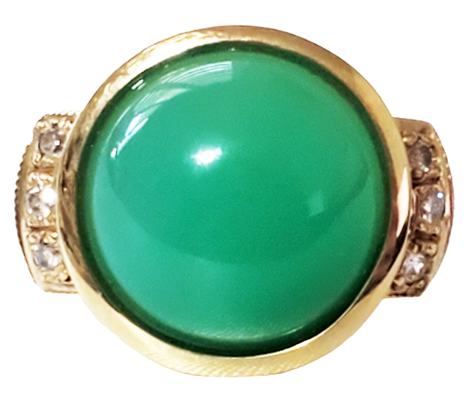 LADYS CHRYSOPRASE APPLE GREEN 14KT DIAMOND RING (1 of 7)