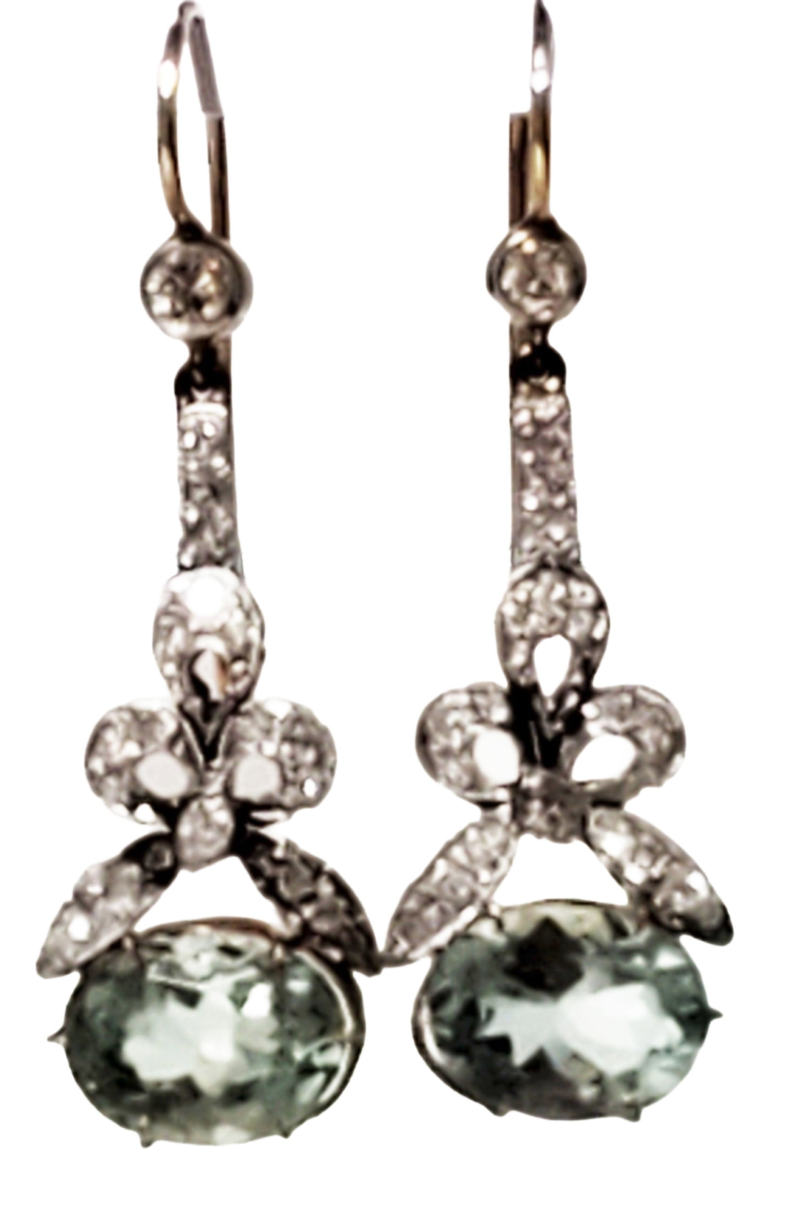 PLATINUM, DIAMOND & AQUAMARINE GOLD EARRINGS (1 of 5)