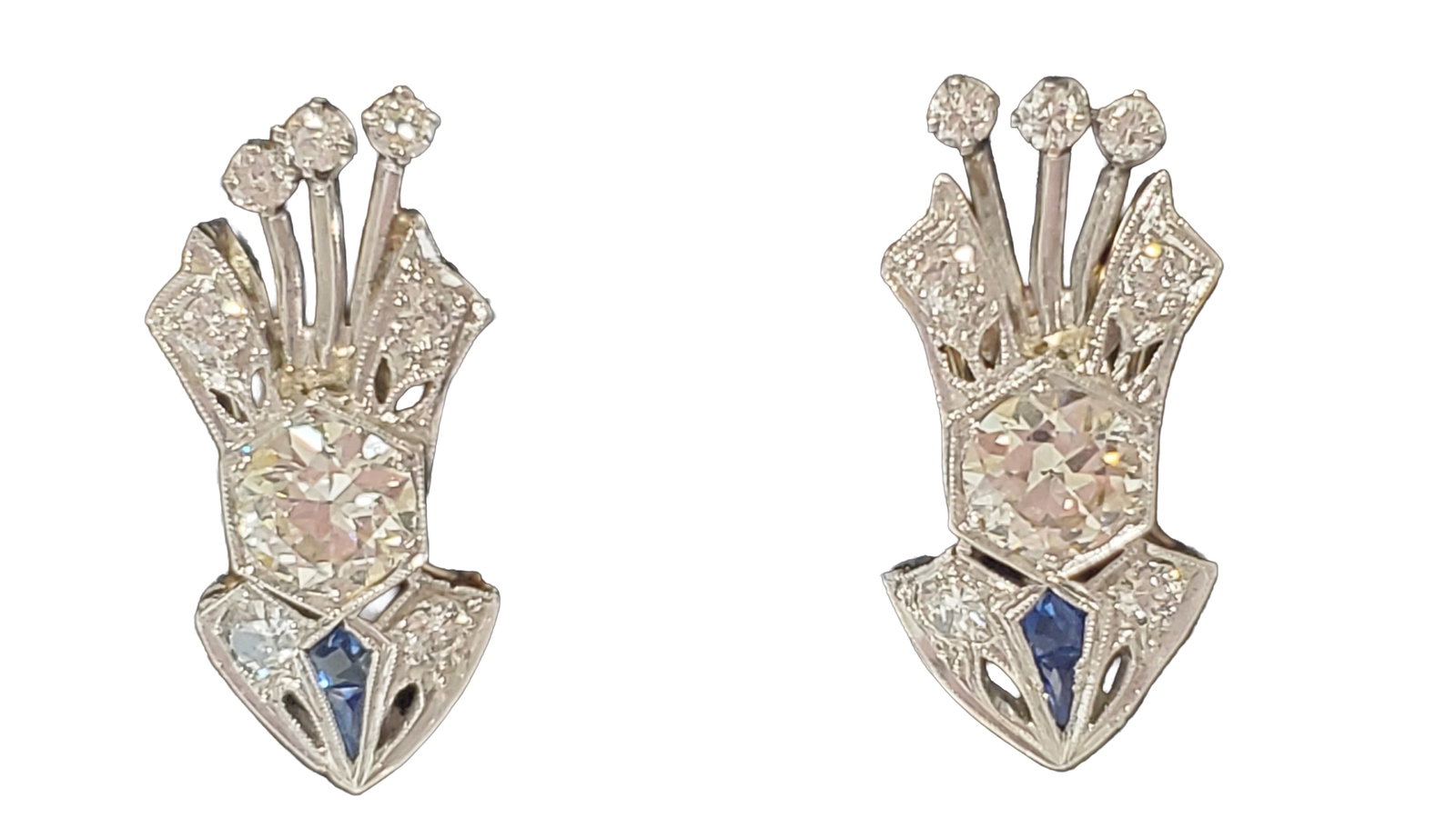 LADYS 2.5 CT. DIAMOND & SAPPHIRE 18KT EARRINGS (1 of 6)
