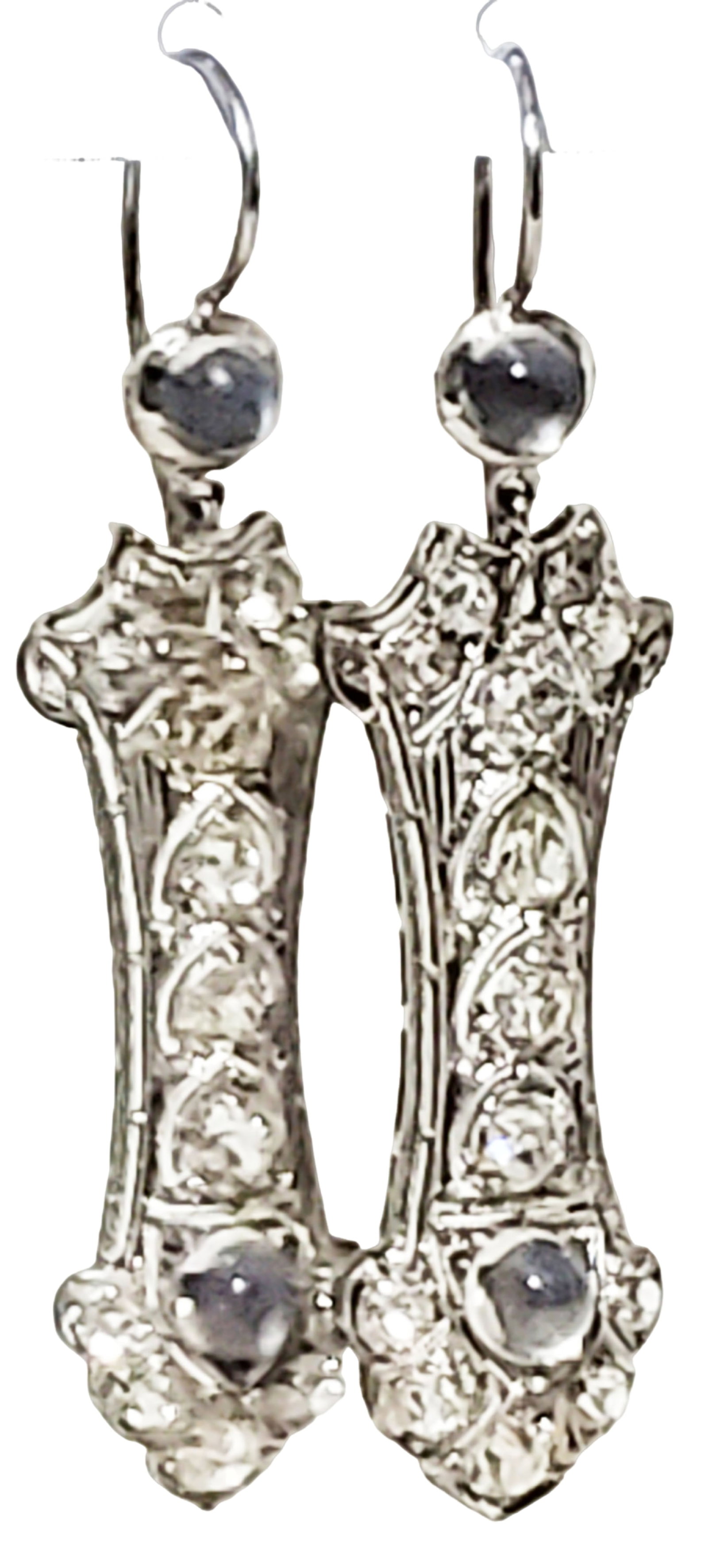 PLATINUM 3CTTW DIAMOND & MOONSTONE EARRINGS: Weight- 2.5 grams Length- 46 mm Diamonds- 3 CTTW Shipping U.S. $25 plus insurance