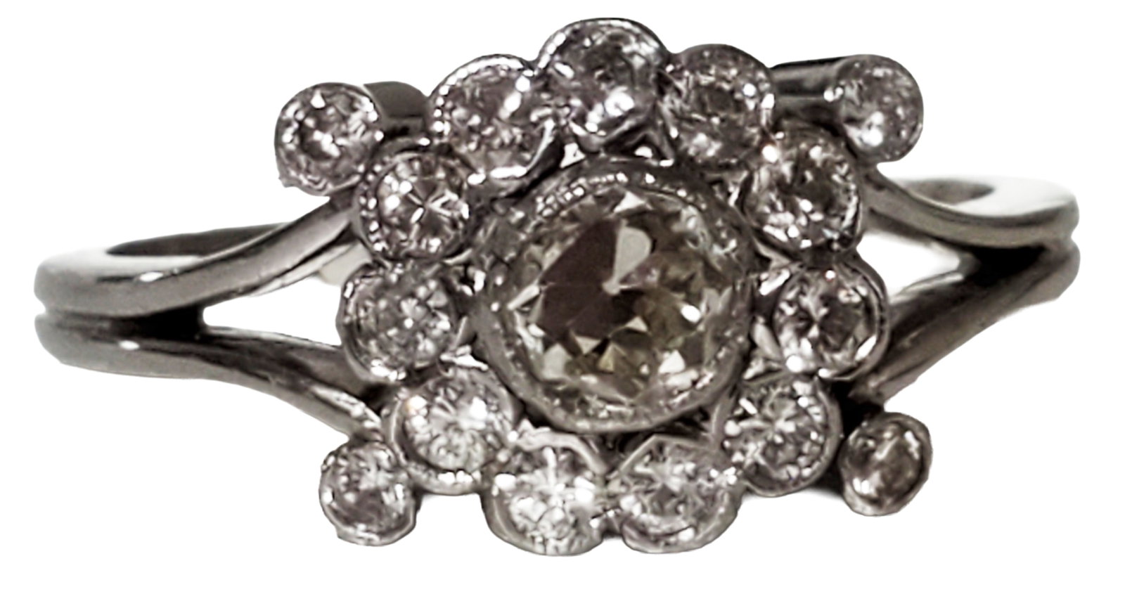 LADYS 18KT WHITE GOLD RING SET W/ DIAMONDS (1 of 7)