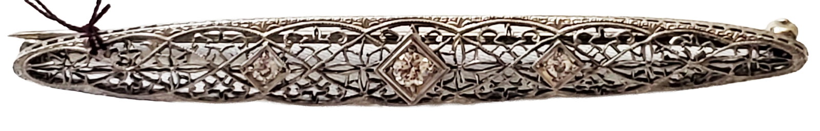 VICTORIAN 14KT DIAMOND PIN: Weight- 5.6 grams Length- 73 mm Diamond- .36 CTTW Shipping U.S. $25 plus insurance