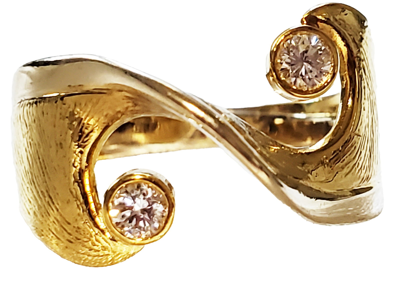 LADYS DIAMOND SET 18KT YG RING: Weight- 8 grams Ring size- 8.5 Set with (2) 15 PT. Diamonds Shipping U.S. $25 plus insurance