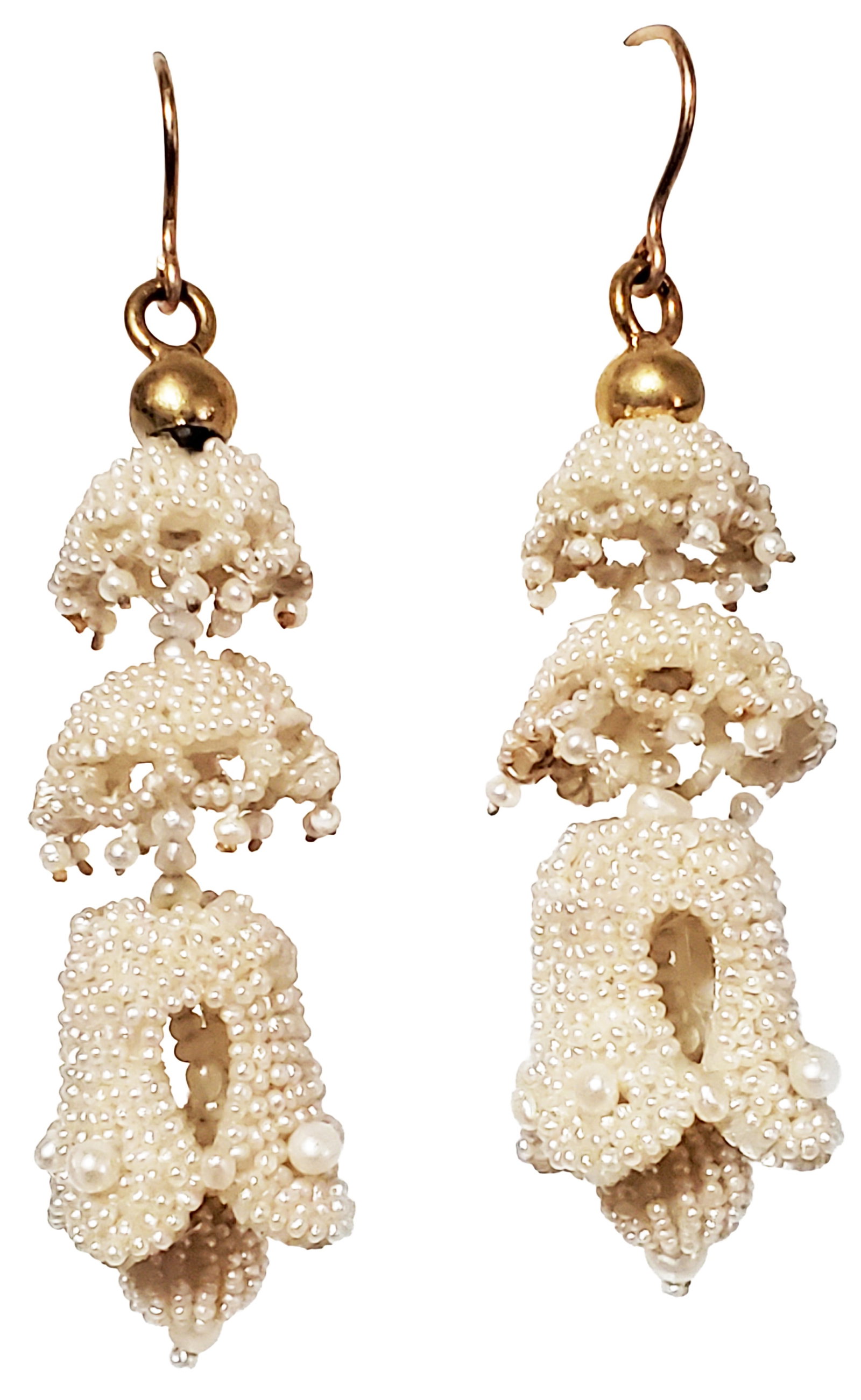 LADYS 14KT SEA PEARL CHANDELIER STYLE EARRINGS: Shipping U.S. $20 plus insurance