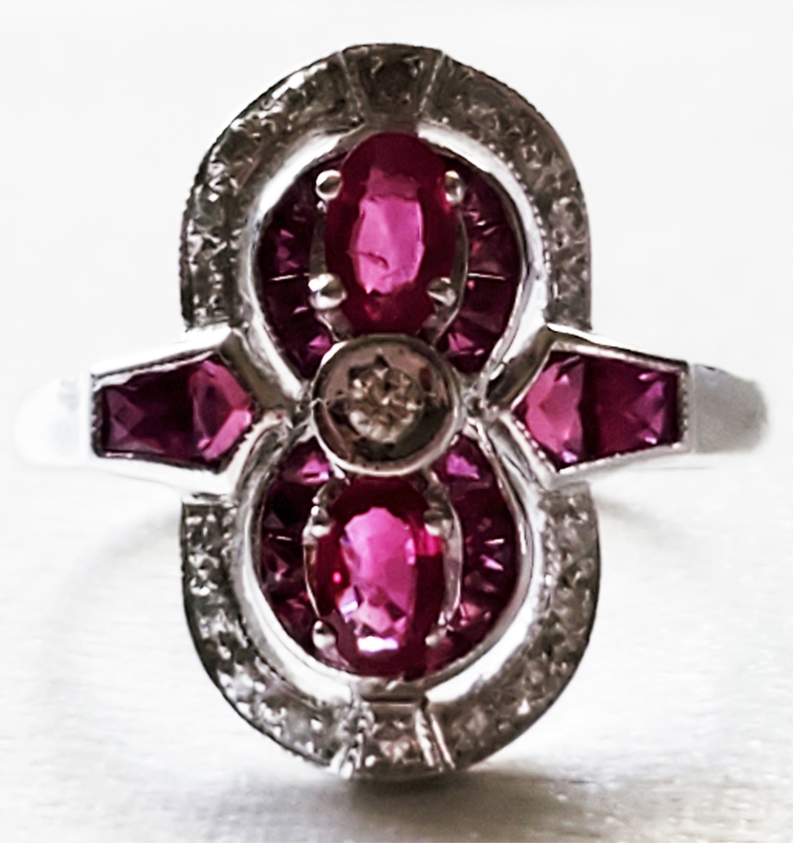 LADYS 14KT RUBY & DIAMOND RING - 2