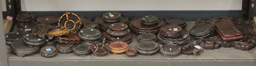 LOT OF (30) ASIAN CARVED WOOD STANDS: LOT OF (30) ASIAN CARVED WOOD STANDS
