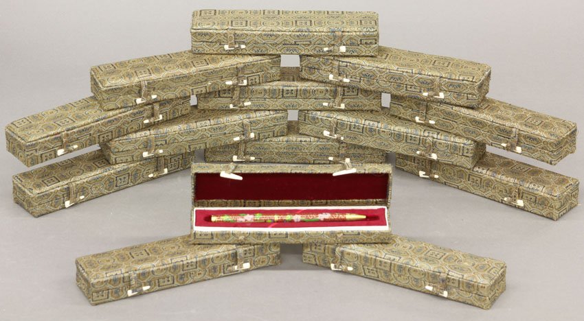 LOT OF (14) CLOISONNE WRITING PENS with original boxes: LOT OF (14) CLOISONNE WRITING PENS with original boxes