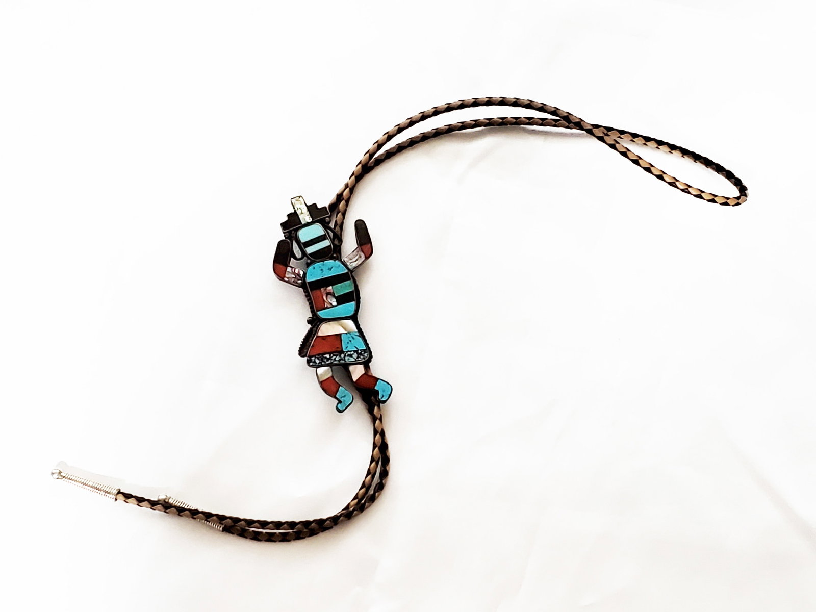 NATIVE AMERICAN SILVER TURQUOISE BOW TIE - 2