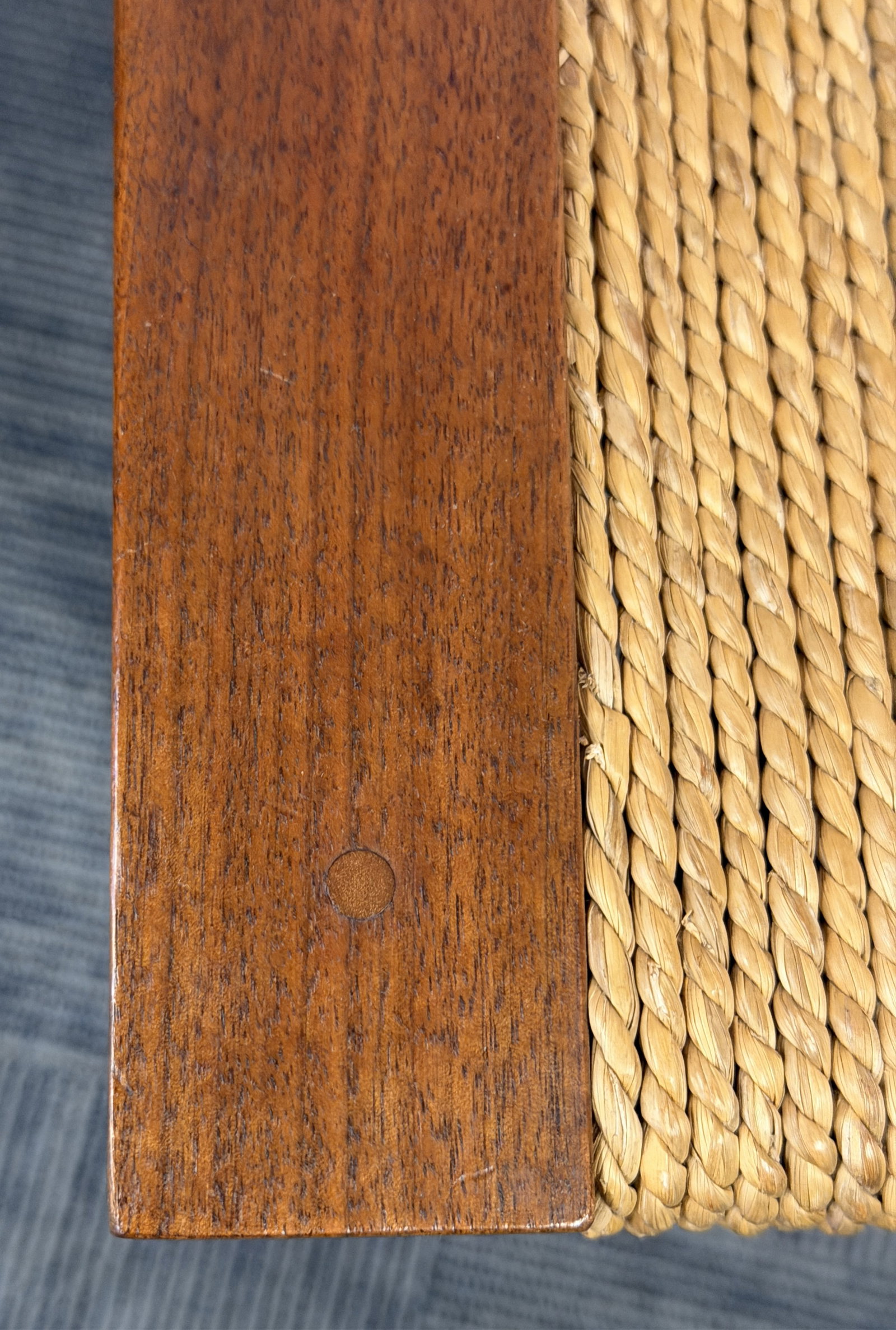 MID-CENTURY WALNUT STRAW CHAIR - 5