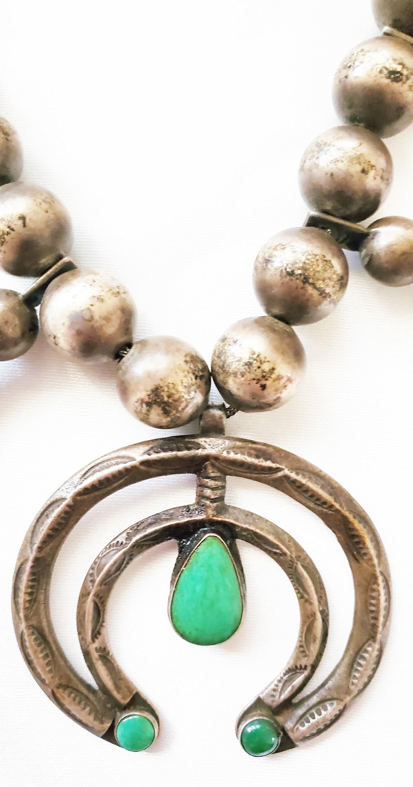 NATIVE AMERICAN BEADED SILVER NECKLACE - 3