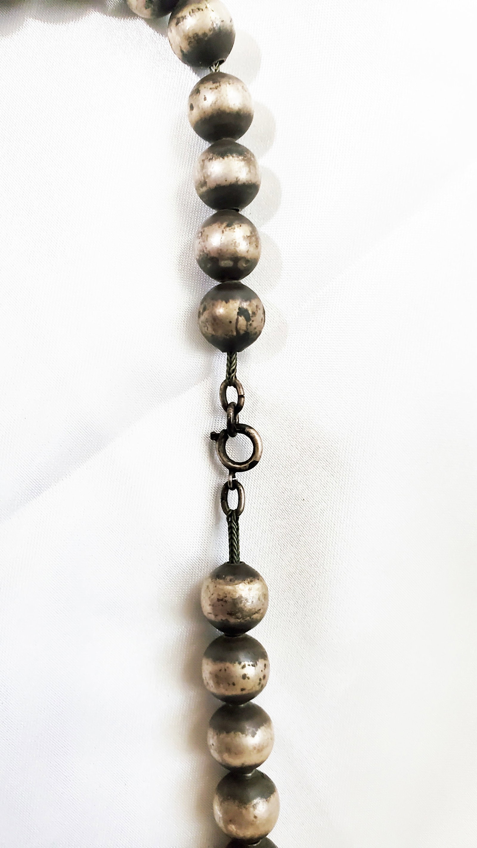 NATIVE AMERICAN BEADED SILVER NECKLACE - 5