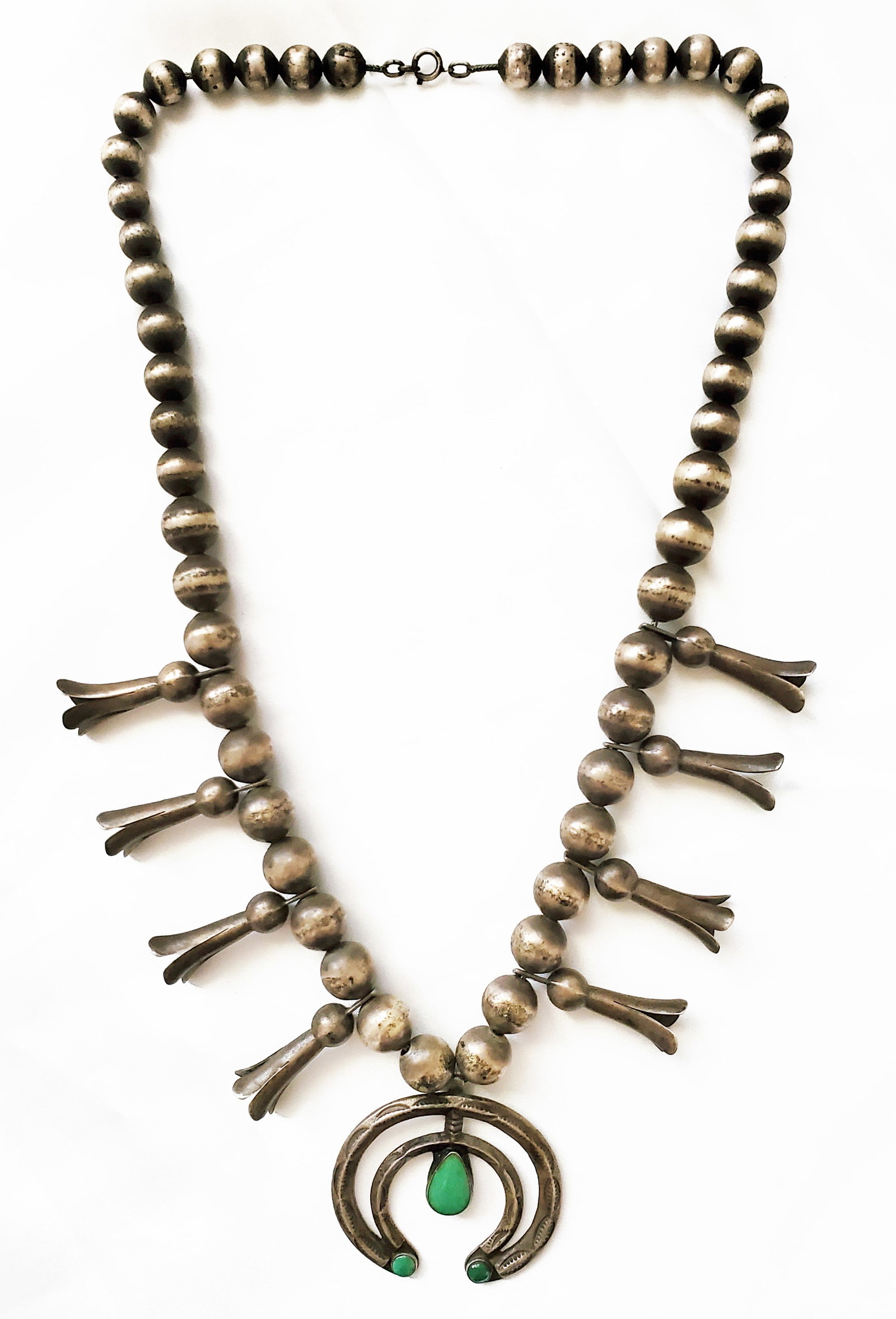 NATIVE AMERICAN BEADED SILVER NECKLACE - 7