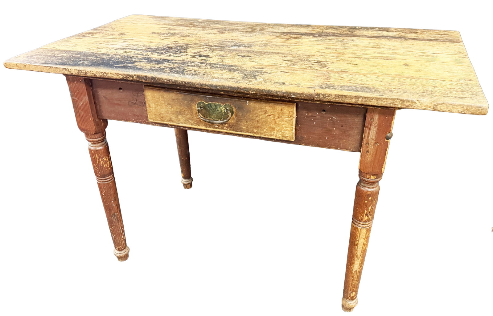 COUNTRY STYLE PINE KITCHEN TABLE, 19TH C.: Height- 30" Top- 27" x 49" Third party shipping only for this lot