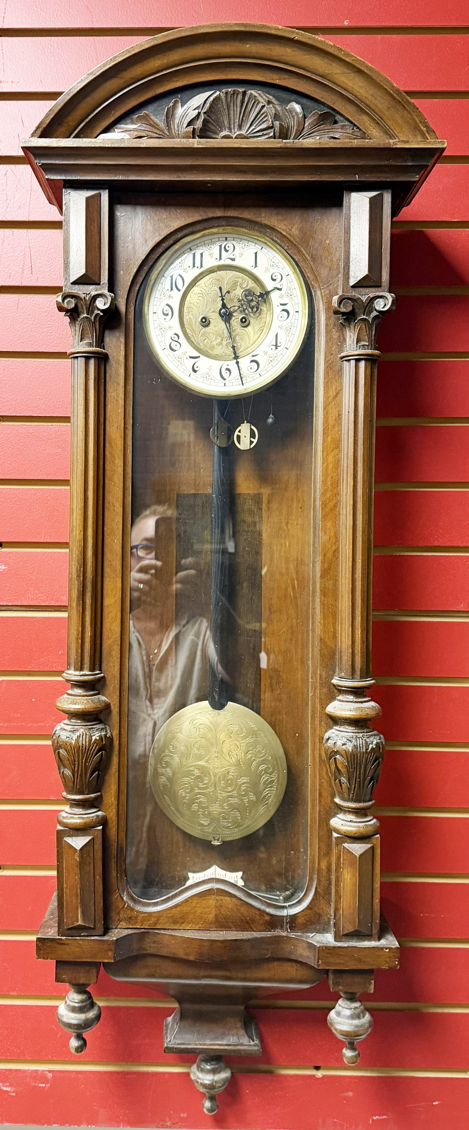 GERMAN VICTORIAN WALNUT TWO WALL CLOCK - 2
