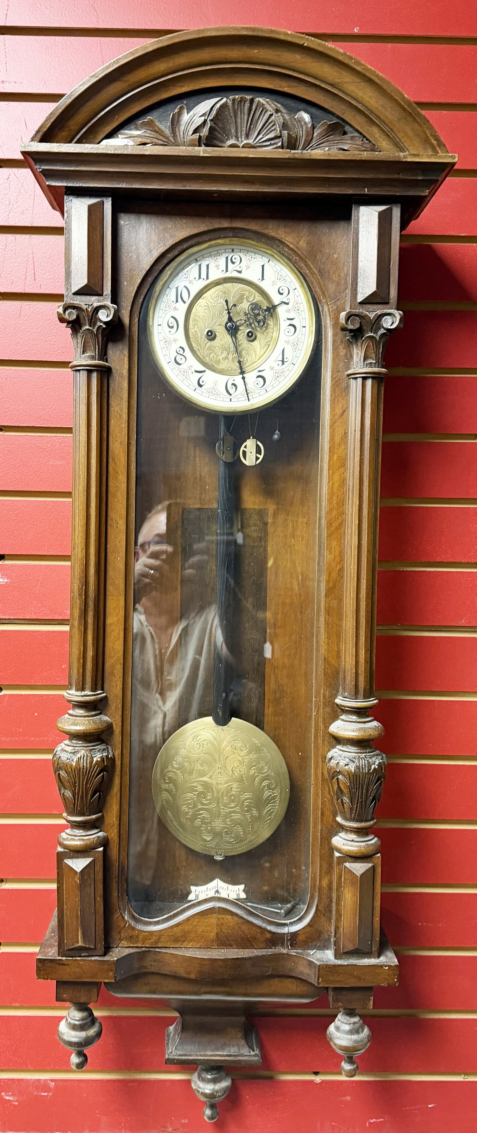 GERMAN VICTORIAN WALNUT TWO WALL CLOCK - 3