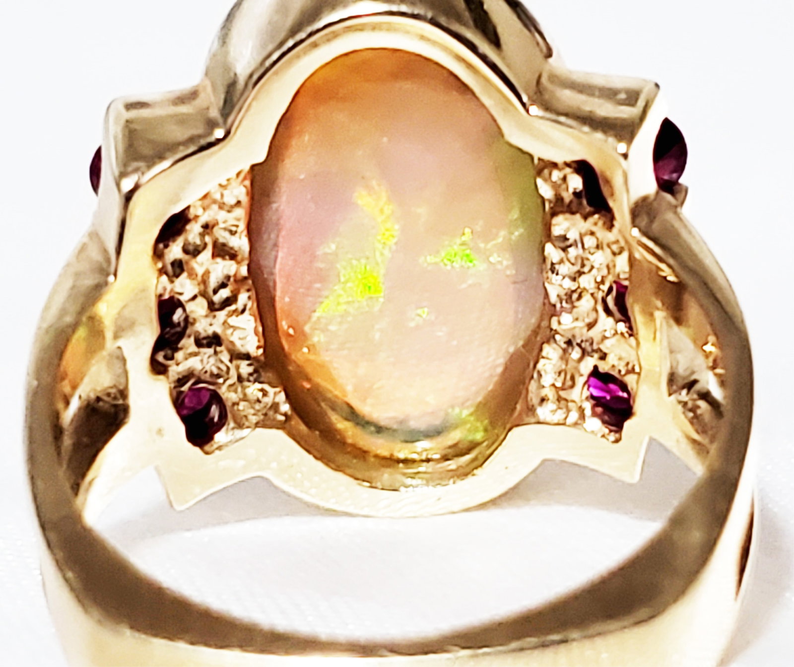 LADYS 14KT OPAL & RUBY Y.G. RING - 4
