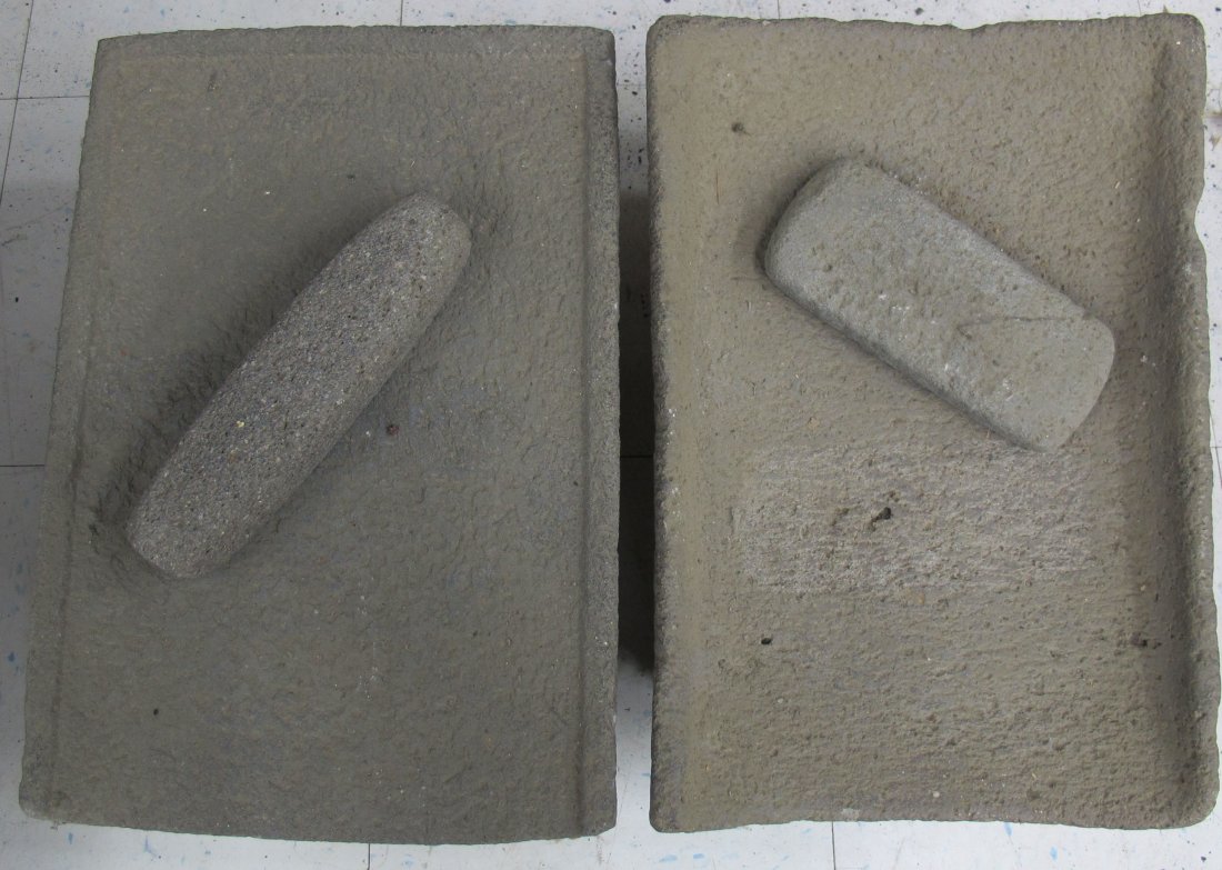 LOT OF (2) MORTAR AND PESTLES: LOT OF (2) MORTAR AND PESTLES Tony Corona Collection Length- 18", 19" Condition: all over wear