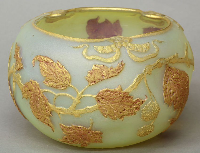 DAUM NANCY CAMEO GLASS BOWL: signature on bottom Diameter- 8 1/2"