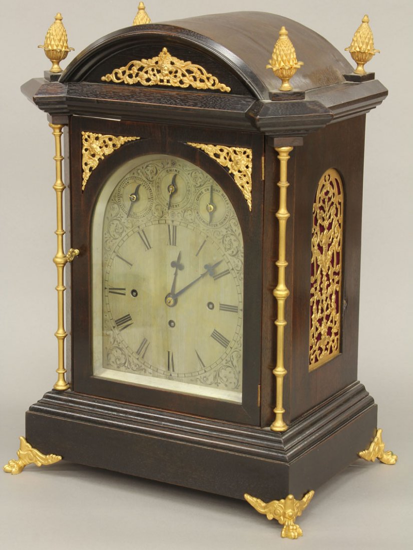 ENGLISH REGENCY BRACKET CLOCK: (8) bell chimes circa 19th century Height- 22"
