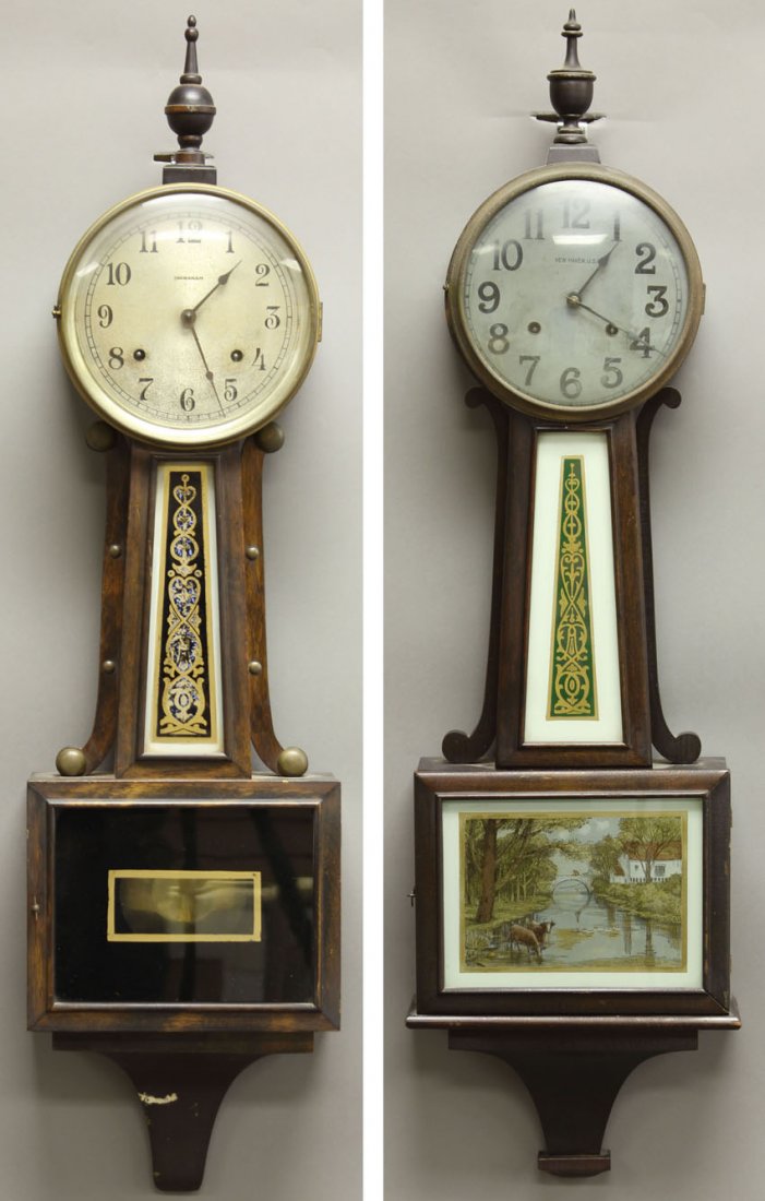LOT OF (2) VINTAGE BANJO CLOCKS: Length- 38" Condition: some loss