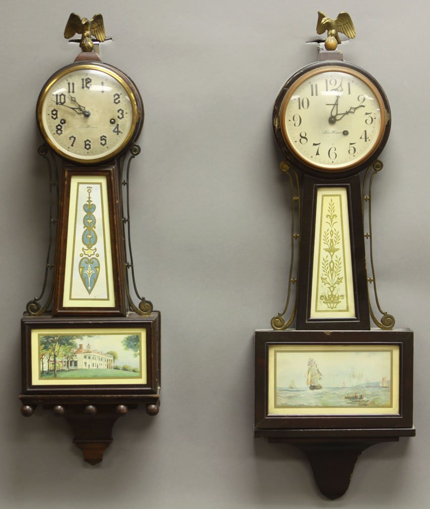 LOT OF (2) EARLY 20TH CENTURY BANJO CLOCKS: Length- 27", 28"