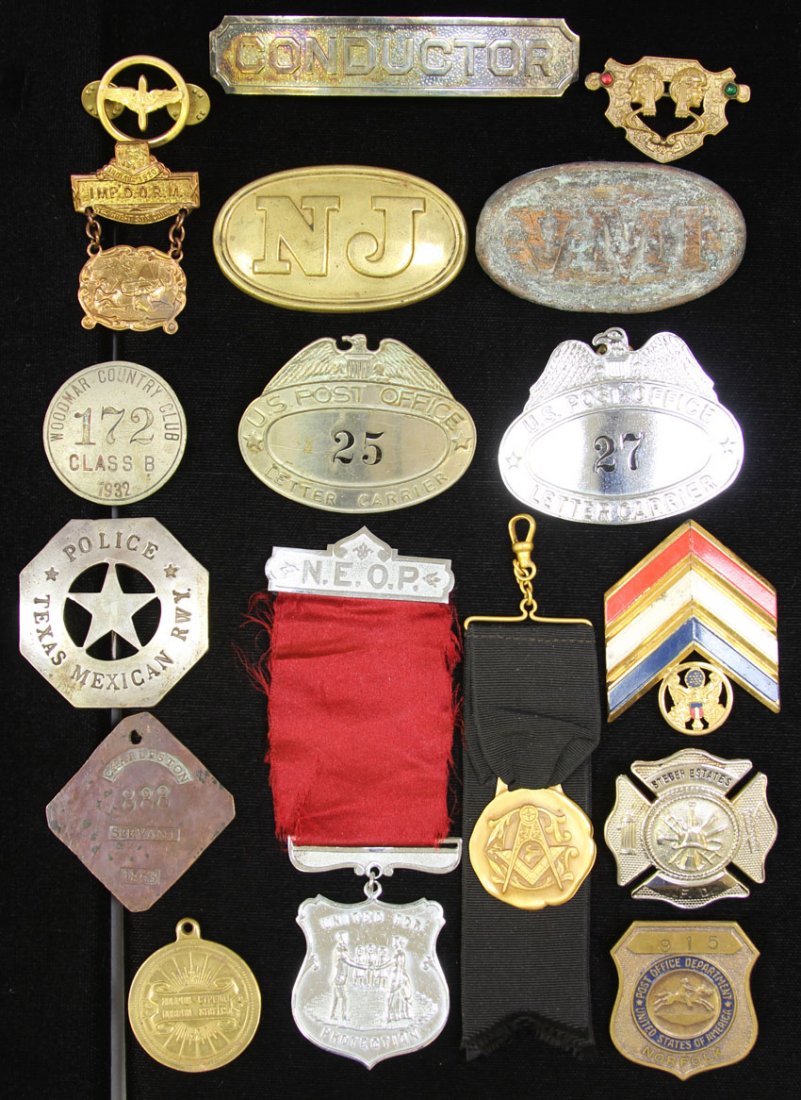 LOT OF (15) GOVERNMENT BADGES: Condition: wear, discoloration