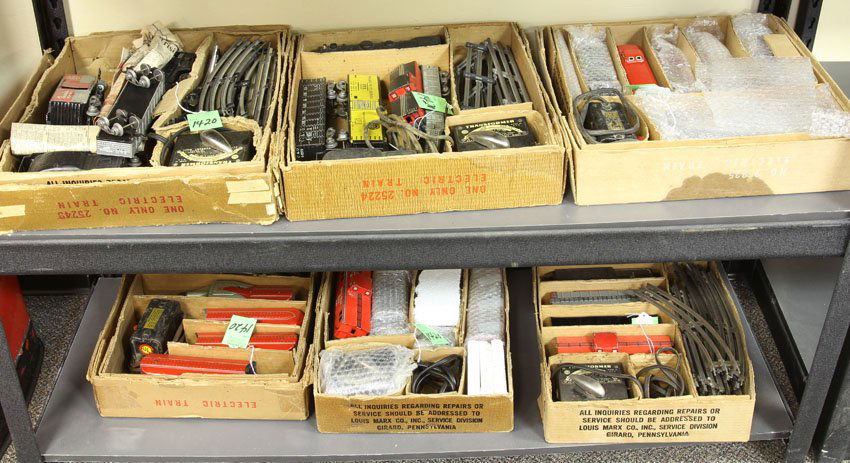 LOT OF (6) VINTAGE BOXED SETS OF ANTIQUE TRAINS: Condition: scratches, wear