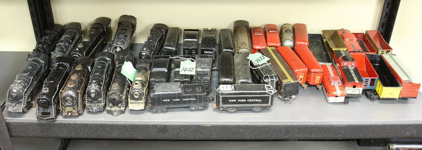 LOT OF (39) VINTAGE TRAINS AND CARS: Condition: all over wear