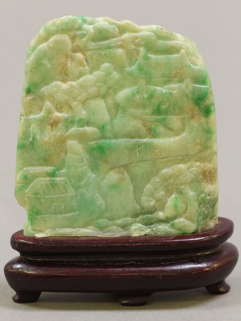 CHINESE CARVED JADE STONE: Height of stone- 2 1/2"