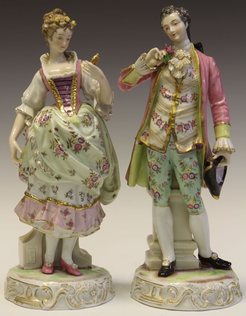PAIR OF FIGURAL PORCELAIN STATUES: Height- 13 1/2"