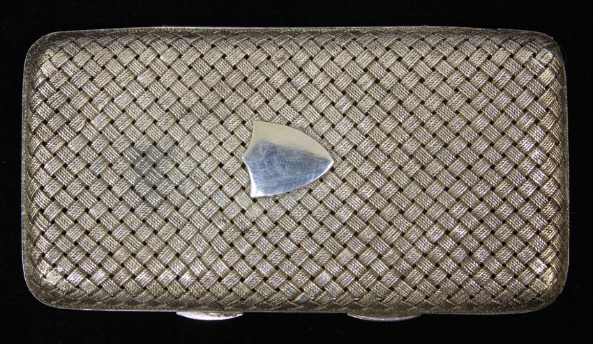 RUSSIAN SILVER COMPACT: circa late 19th century Weight- 136 grams Overall- 4 3/4" x 2 1/2"
