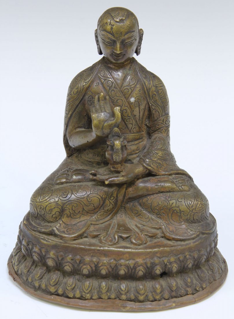 CHINESE COPPER ALLOY BUDDHA: circa 18th century Height- 5 7/8"